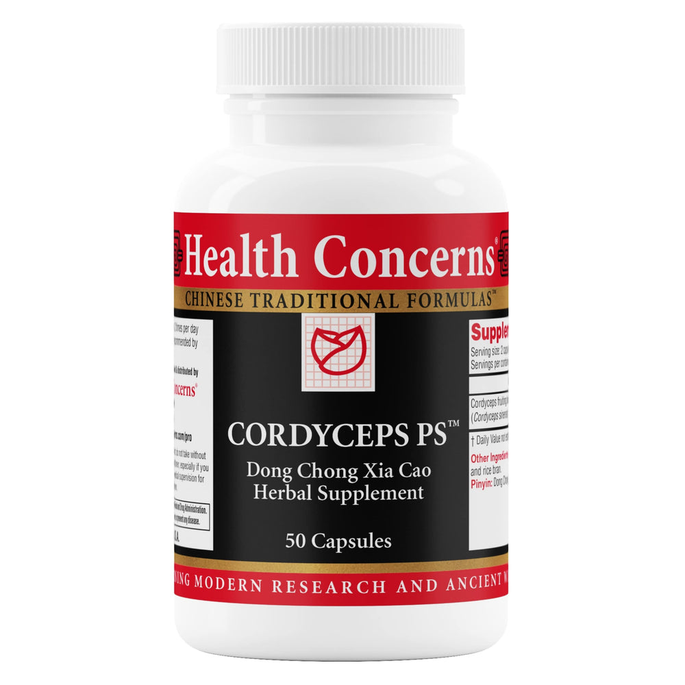 Health Concerns Cordyceps PS bottle front view showing potential lung and energy support