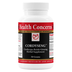 Health Concerns CordySeng powder bottle for daily immune and respiratory support.