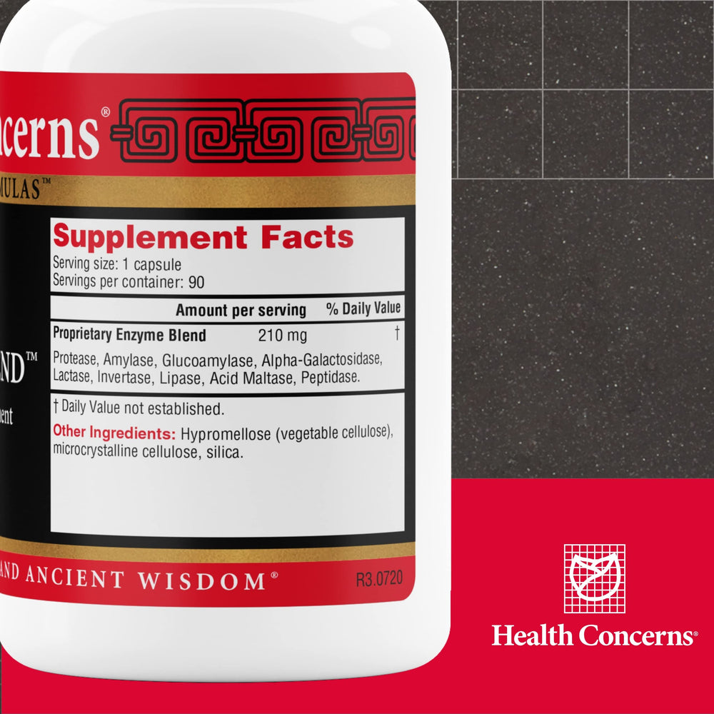Enteromend capsules close-up showing enzyme blend for digestion