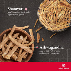 Health Concerns Fertile Garden herbal blend capsule close up with ashwagandha and shatavari
