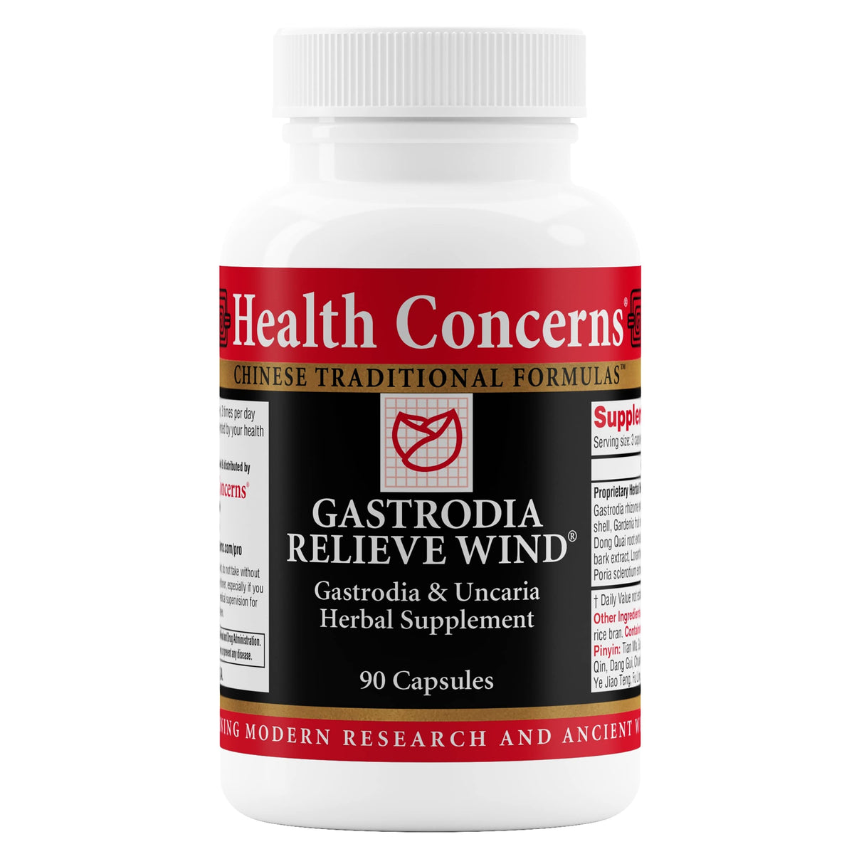 Health Concerns Gastrodia Relieve Wind bottle – 90 capsules for daily balance.