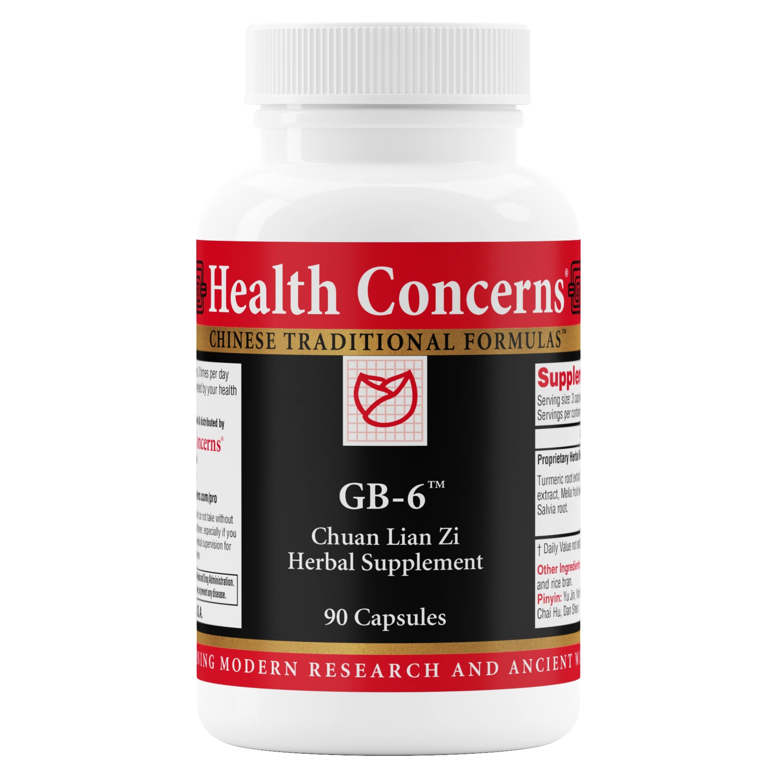 Health Concerns GB6 bottle front showing natural gallbladder support formulation