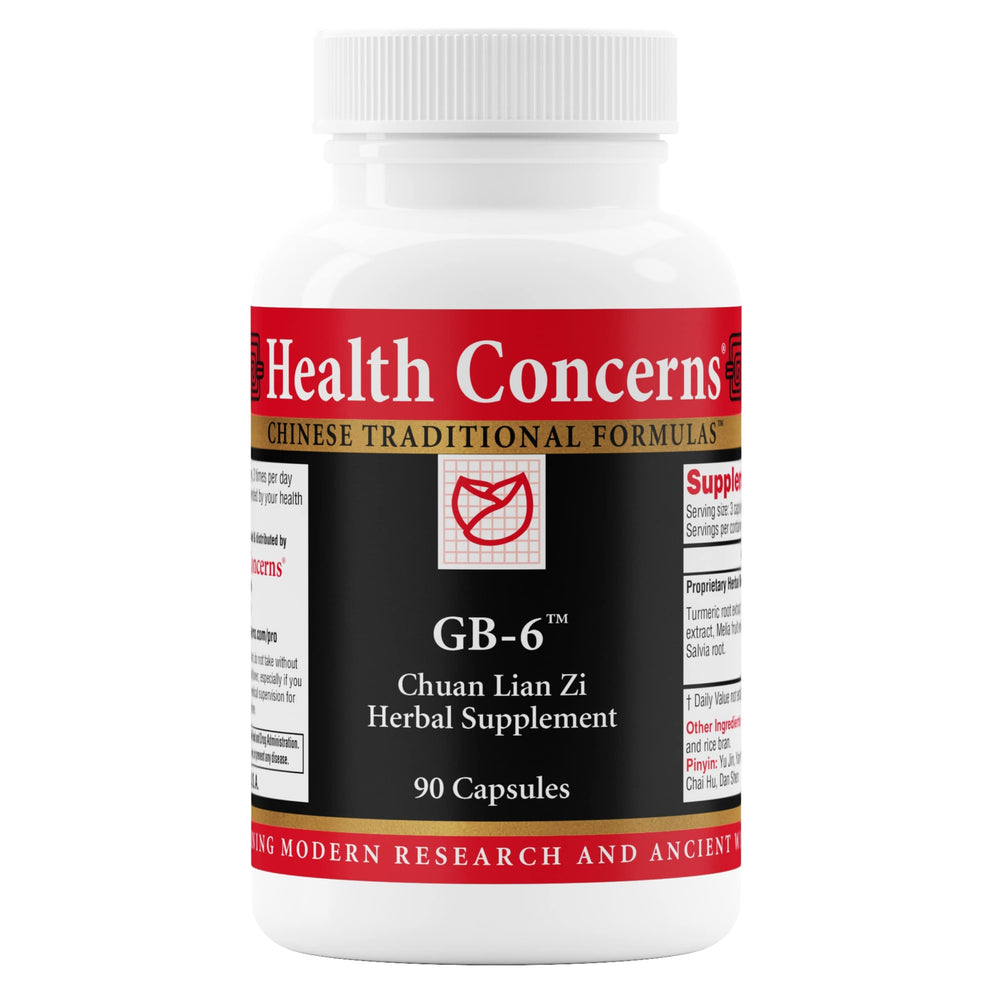 Health Concerns GB6 bottle front showing natural gallbladder support formulation
