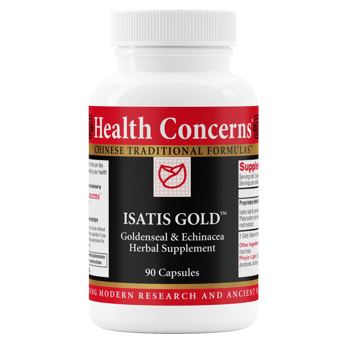 Health Concerns Isatis Gold bottle pouring, signaling immune support during travel.