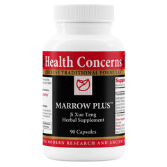 Health Concerns Marrow Plus bottle with capsules signaling daily vitality support.