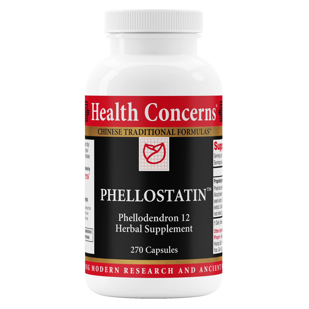 Health Concerns Phellostatin bottle front highlighting gut health support