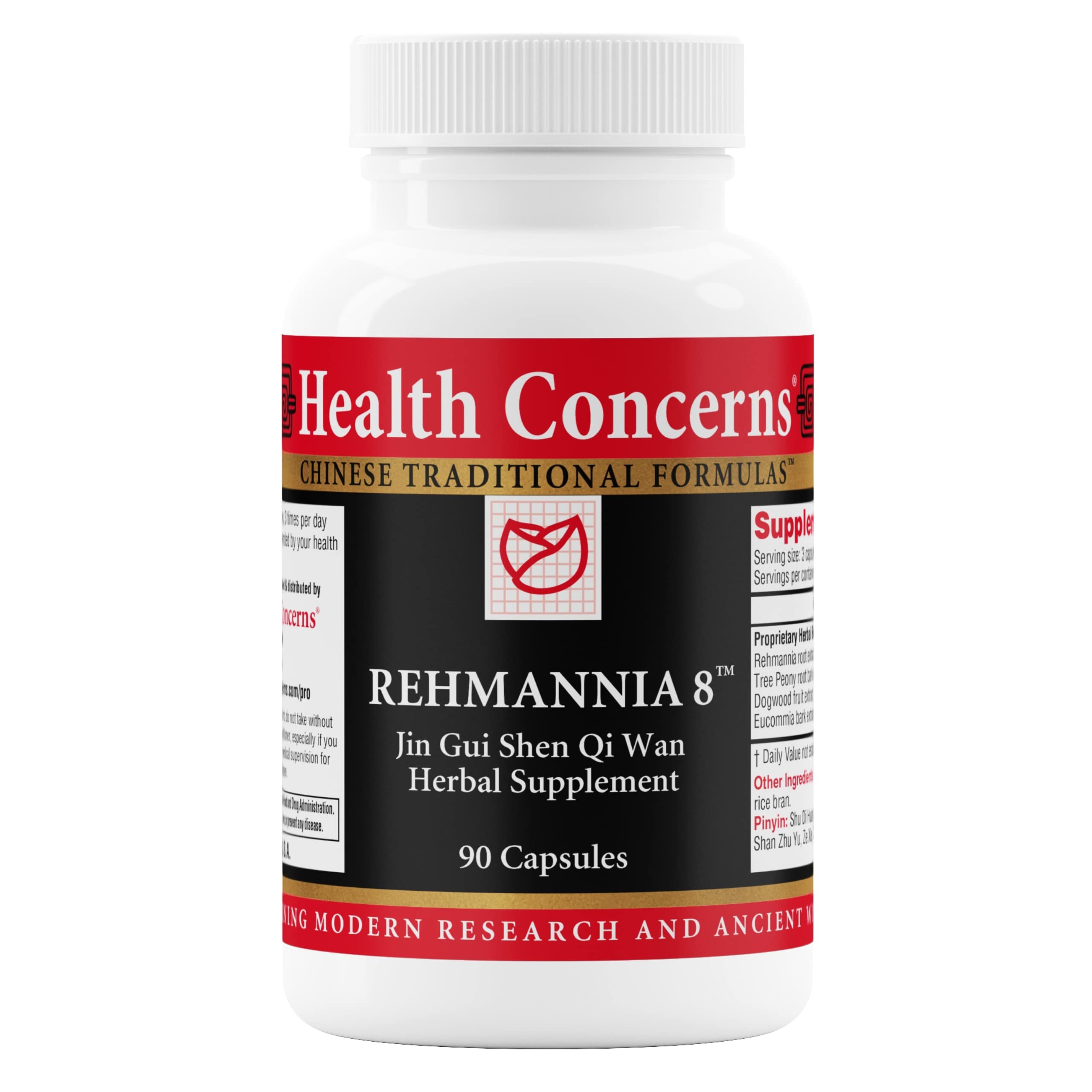 Health Concerns Rehmannia 8 bottle front showing traditional herbal formula for kidney support