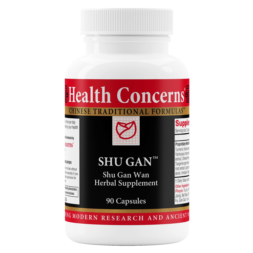 Health Concerns Shu Gan bottle front, showcasing the herbal formula for digestion support.