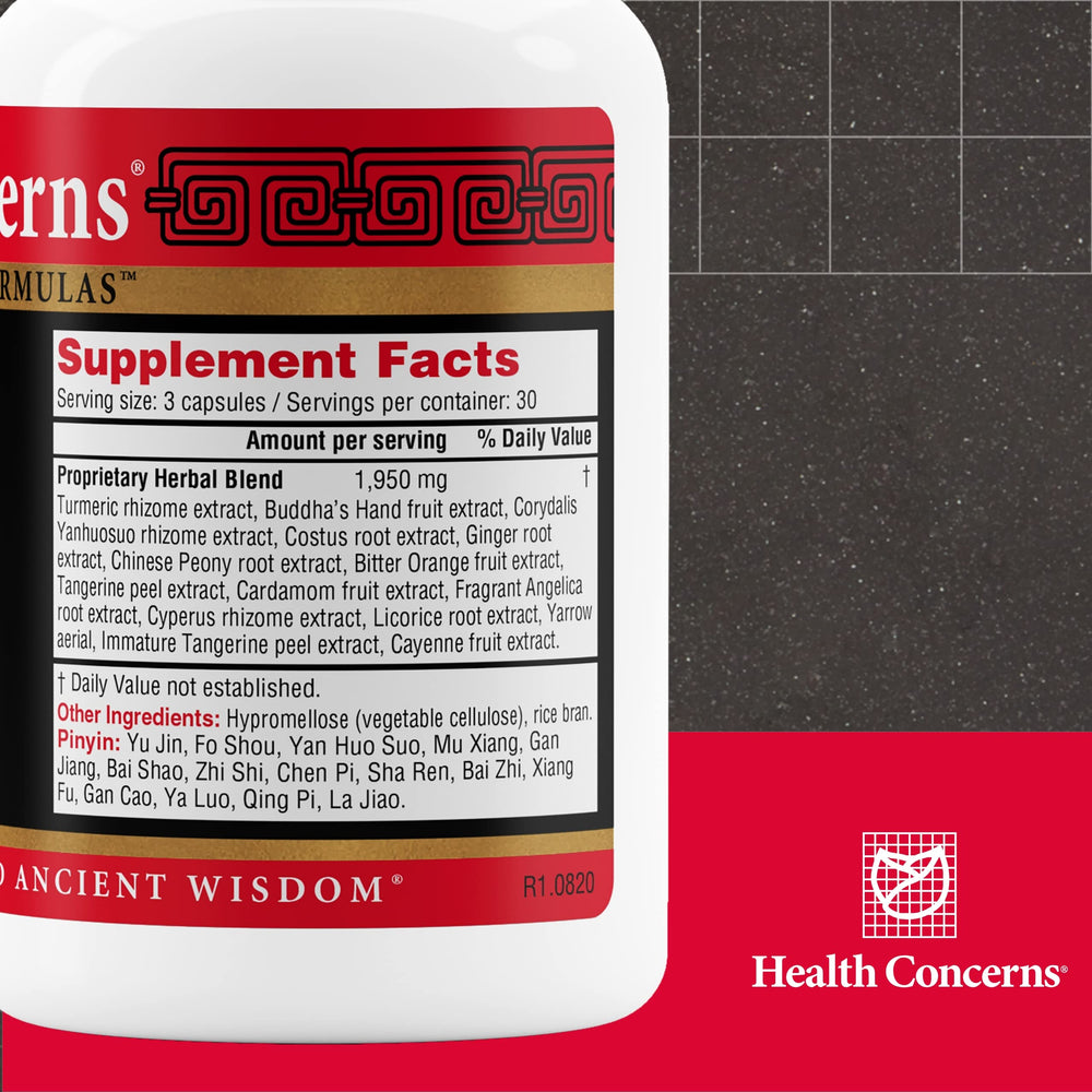 Health Concerns Shu Gan bottle pour demonstrates convenient daily digestive support.