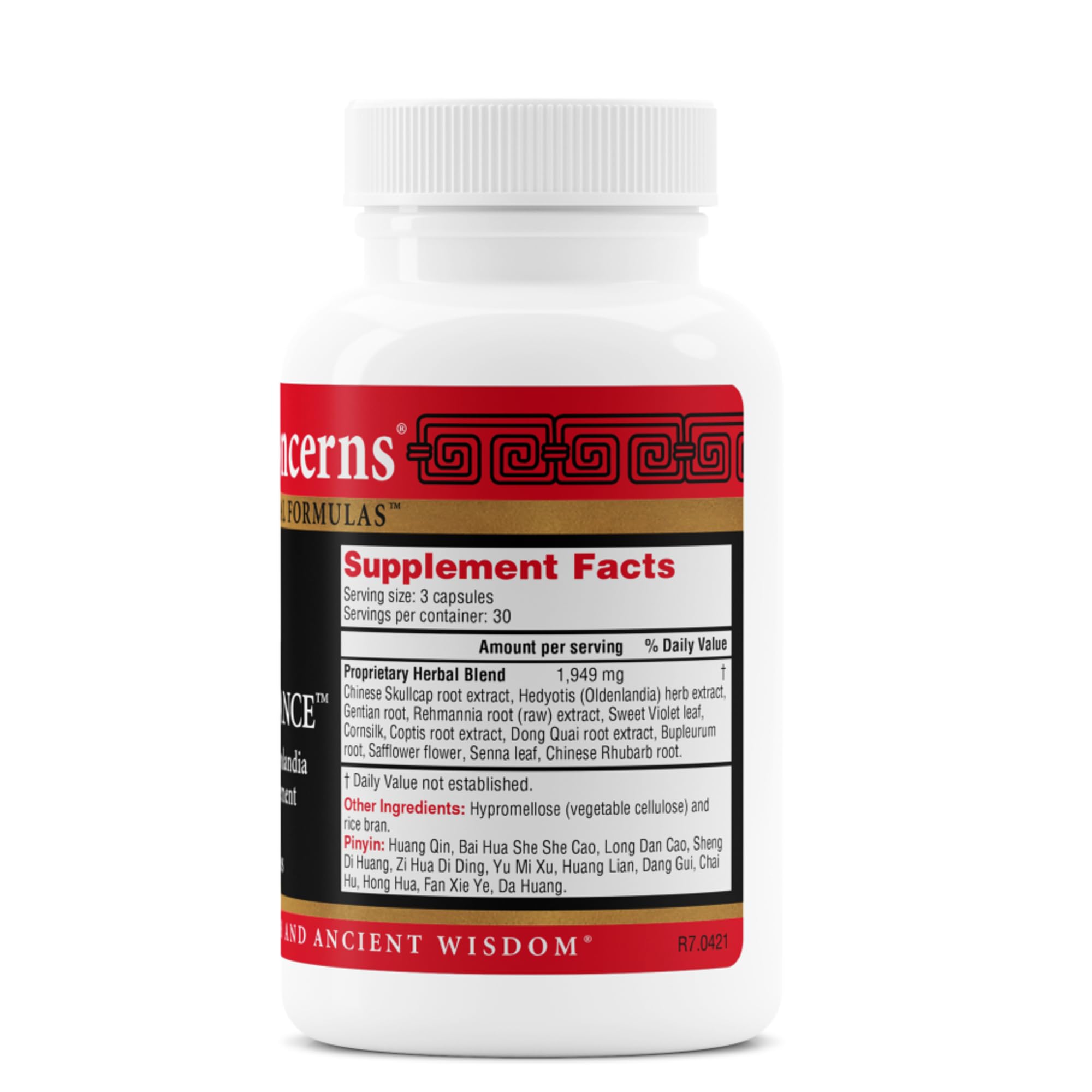 Health Concerns Skin Balance capsules close-up highlighting herbal formula.