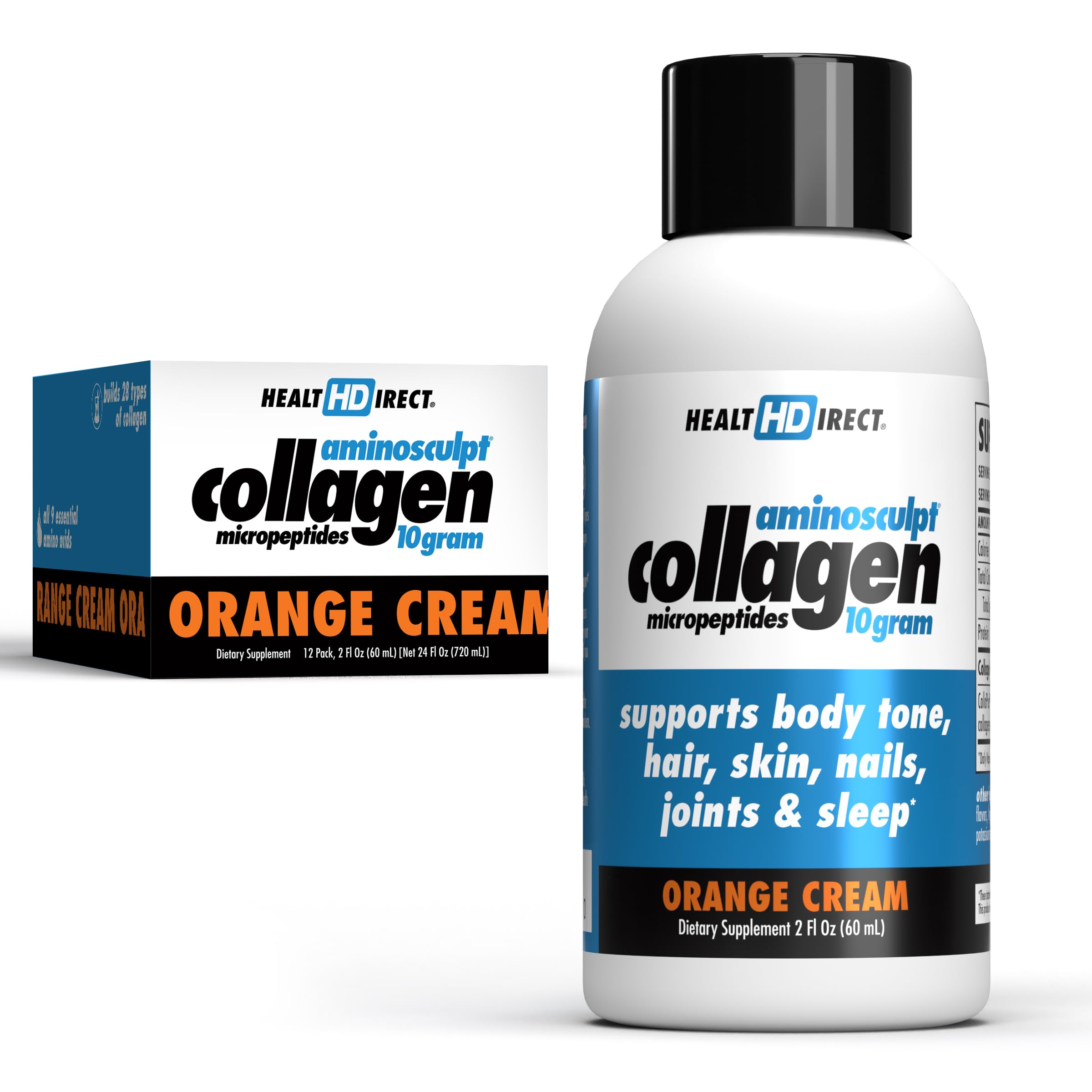 HEALTH DIRECT AminoSculpt Orange Cream bottle for easy daily hair and skin support.