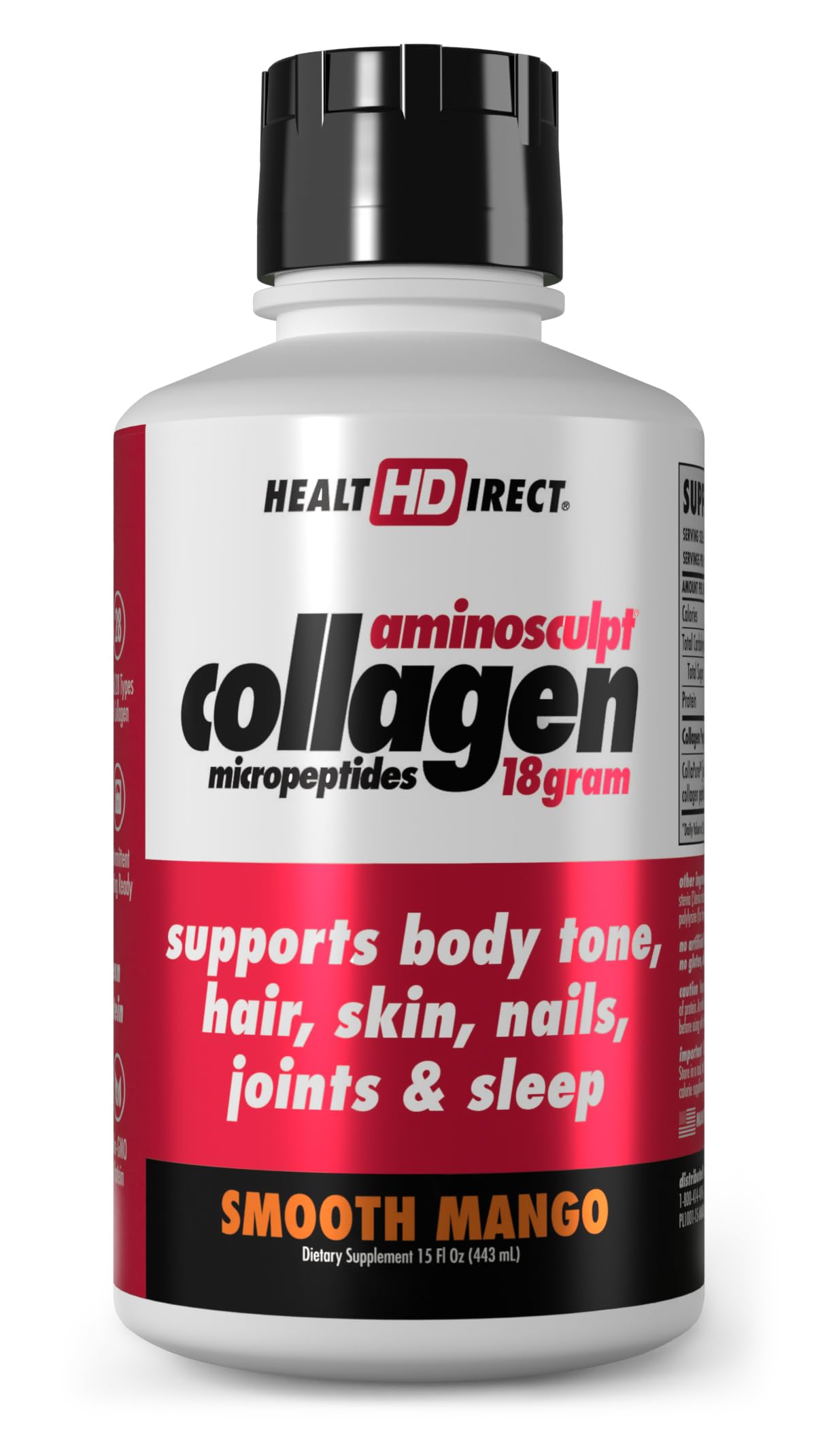 HEALTH DIRECT AminoSculpt Smooth Mango bottle for easy daily collagen intake.