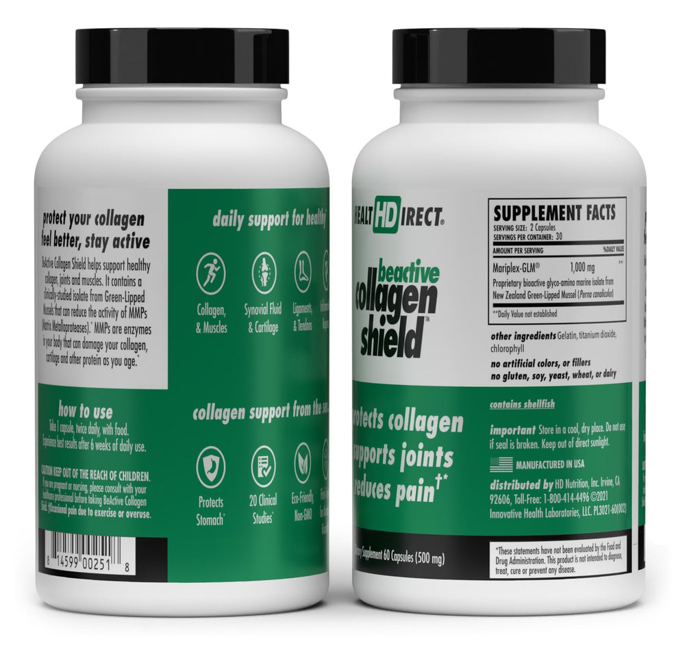 Health Direct BeActive Collagen Shield capsules ready for daily collagen maintenance.