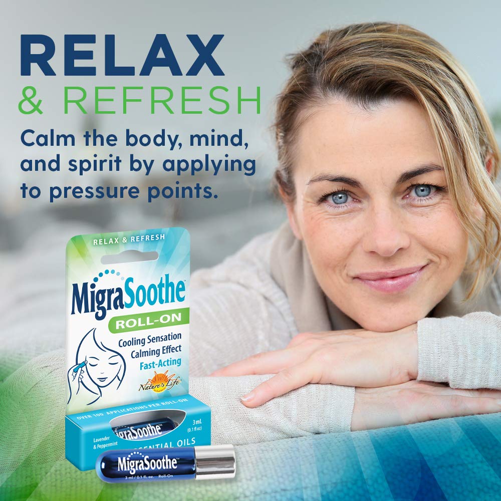 Compact MigraSoothe roll-on for purse, pocket, or desk