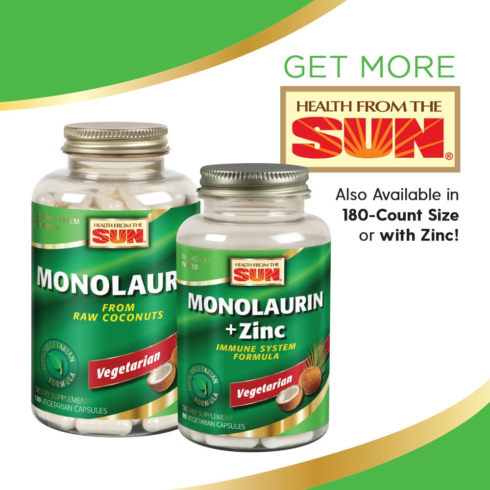 Health From The Sun Monolaurin 990mg dosage instructions on packaging.