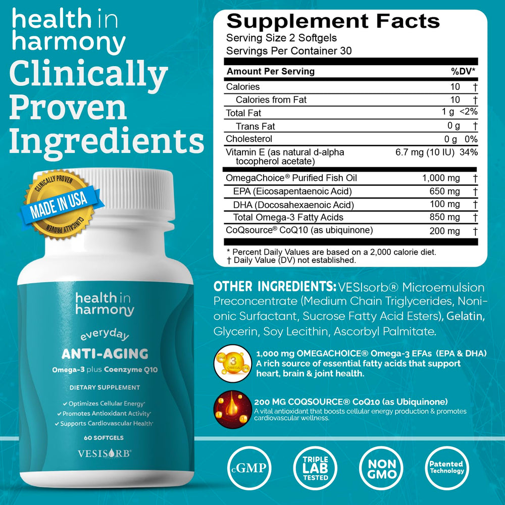 HEALTH IN HARMONY Clean non-GMO ingredients softgels for clean nutrition