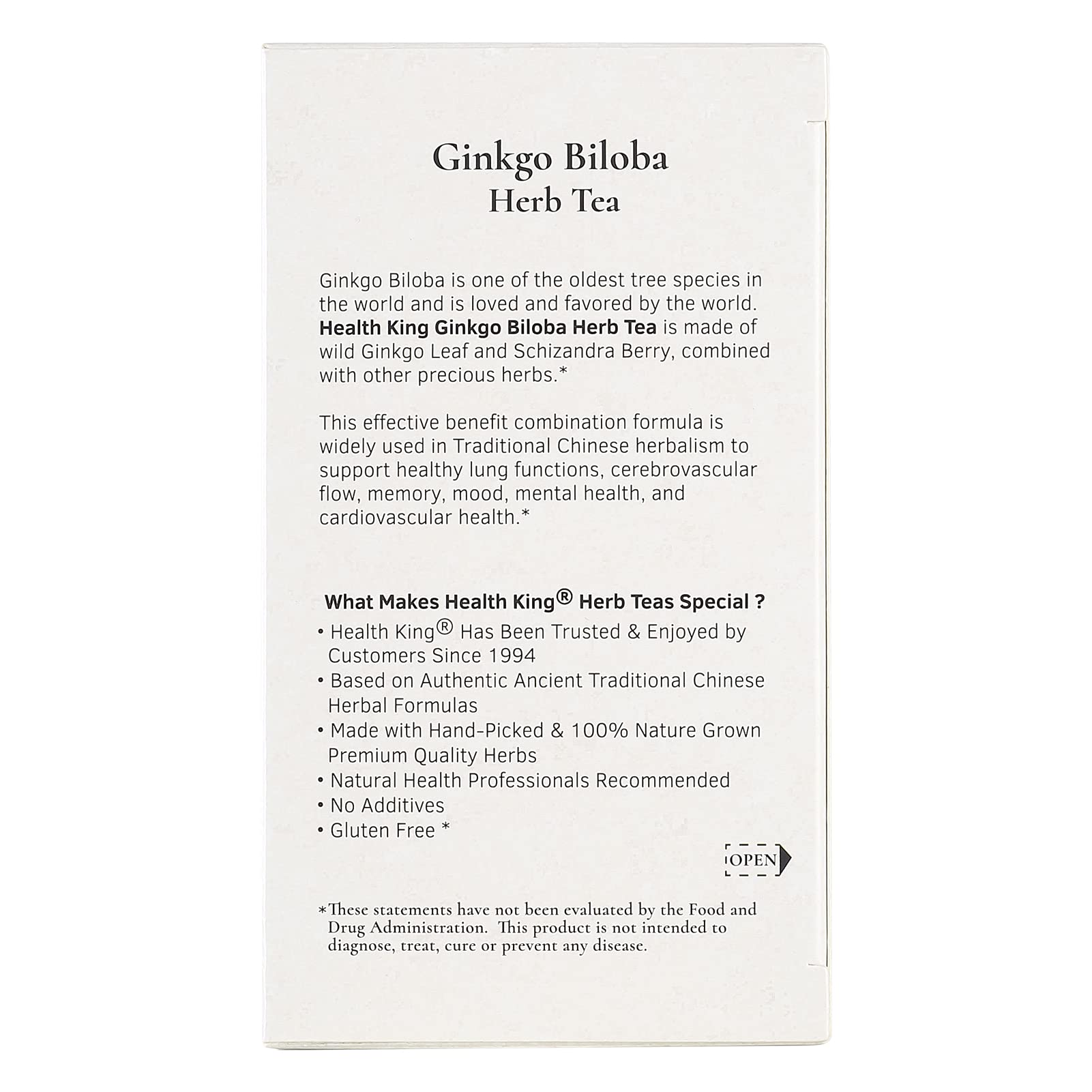 Health King Ginkgo Biloba Tea leaves close-up of natural herbal blend ready to brew