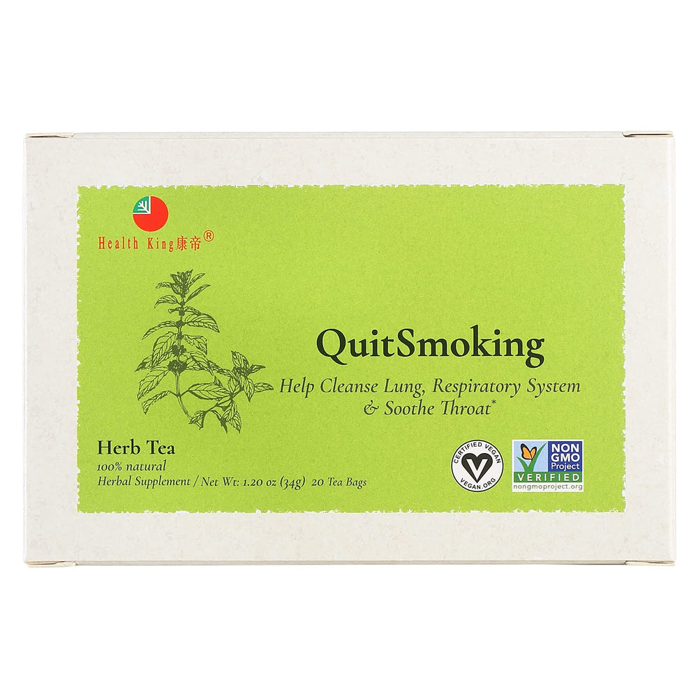 Health King Stop Smoking Tea empty pack, a reminder to sip mindfully.