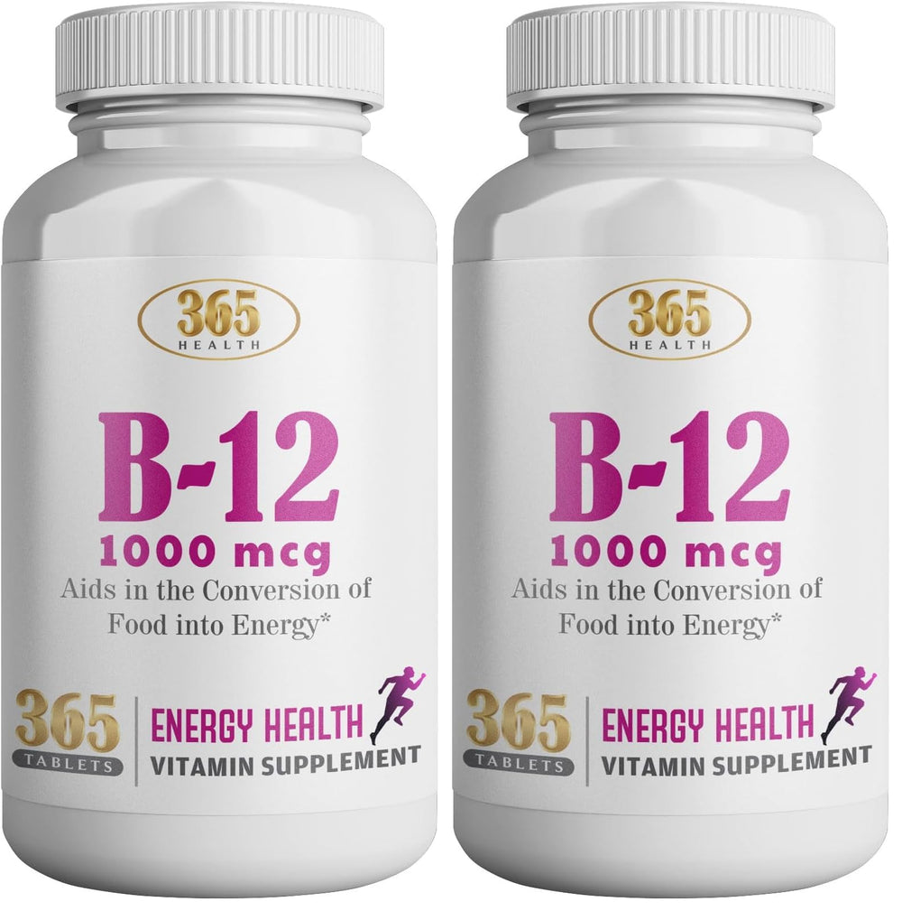 HEALTH LFE 365 Health B12 bottle shown for daily energy support