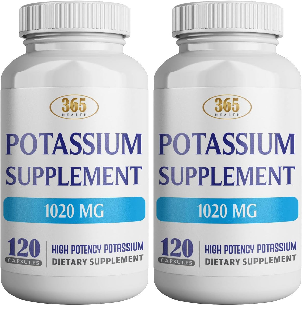 HEALTH LFE 365 Potassium Supplement bottle front supports daily electrolyte balance.