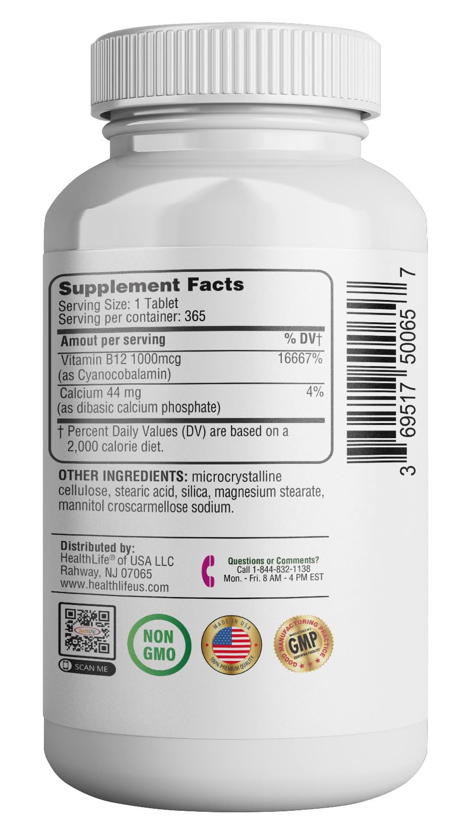 HEALTH LFE gluten-free and non-GMO B12 supplement