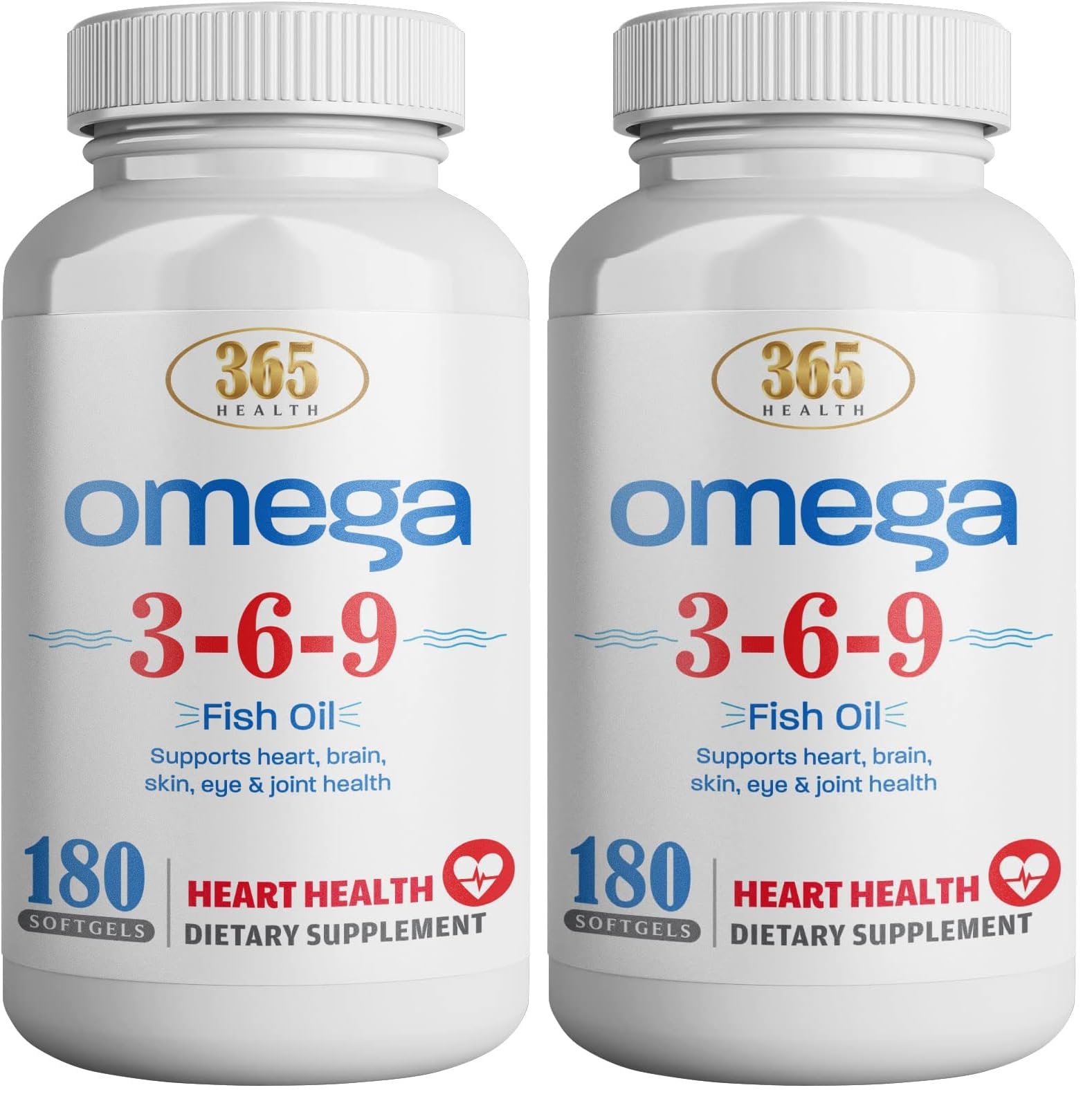 HEALTH LFE 365 Health Omega 3-6-9 bottle front for daily use.