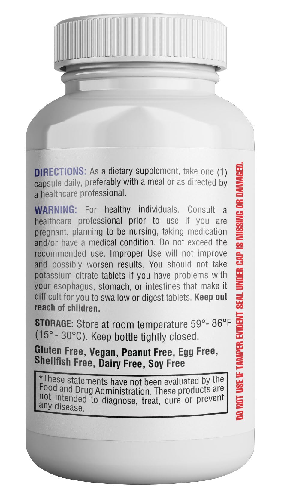 HEALTH LFE potassium citrate capsules close-up for muscle and nerve support.
