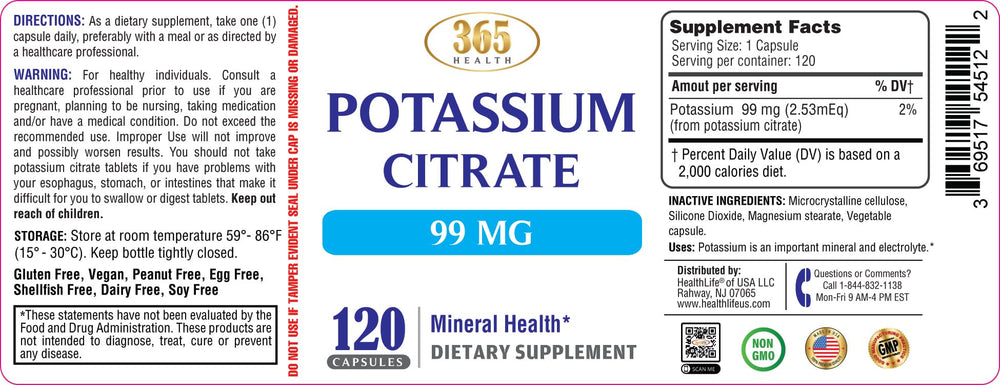 HEALTH LFE Health Potassium Citrate bottle daily-use context