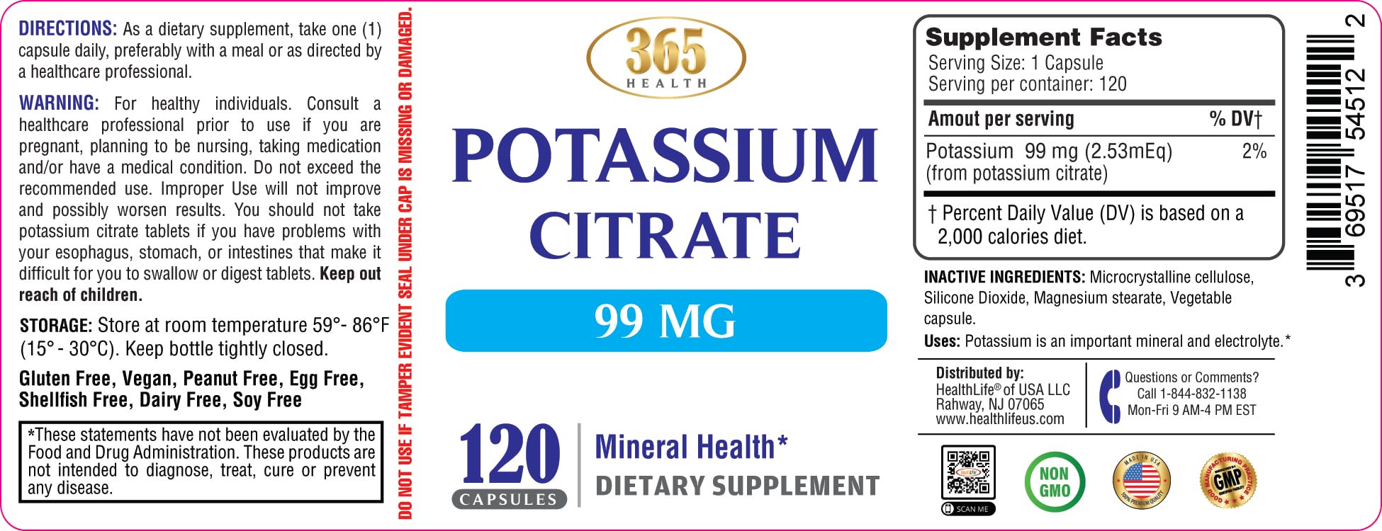 HEALTH LFE potassium citrate pack-2 display emphasizes value and convenience.