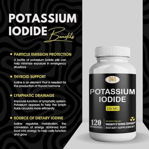 HEALTH LFE Potassium Iodide 130 mg tablet close-up showing easy dosing