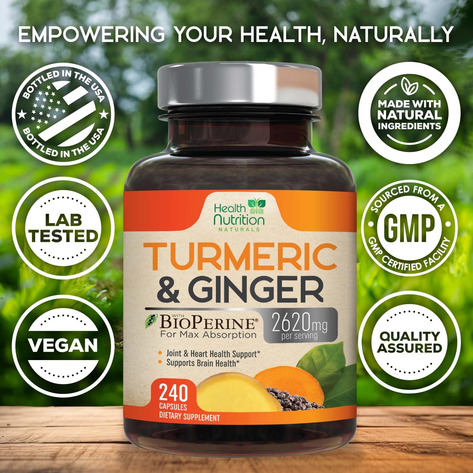 Health Nutrition Naturals Turmeric Curcumin turmeric powder image indicates pure source.