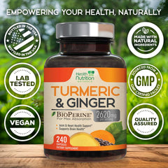 Health Nutrition Naturals Turmeric Curcumin turmeric powder image indicates pure source.