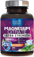 Health Nutrition Naturals Magnesium Citrate Capsules 1000mg bottle for convenient daily magnesium support.