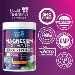 Health Nutrition Naturals magnesium powder dissolving in water with neutral taste.