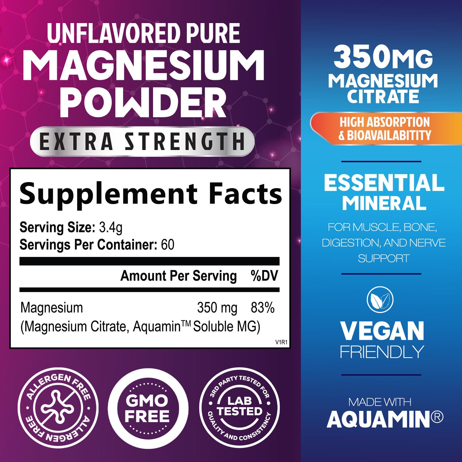 Health Nutrition Naturals magnesium powder scoop signals easy daily dosing in drinks.