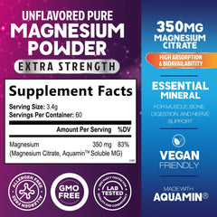 Health Nutrition Naturals magnesium powder scoop signals easy daily dosing in drinks.