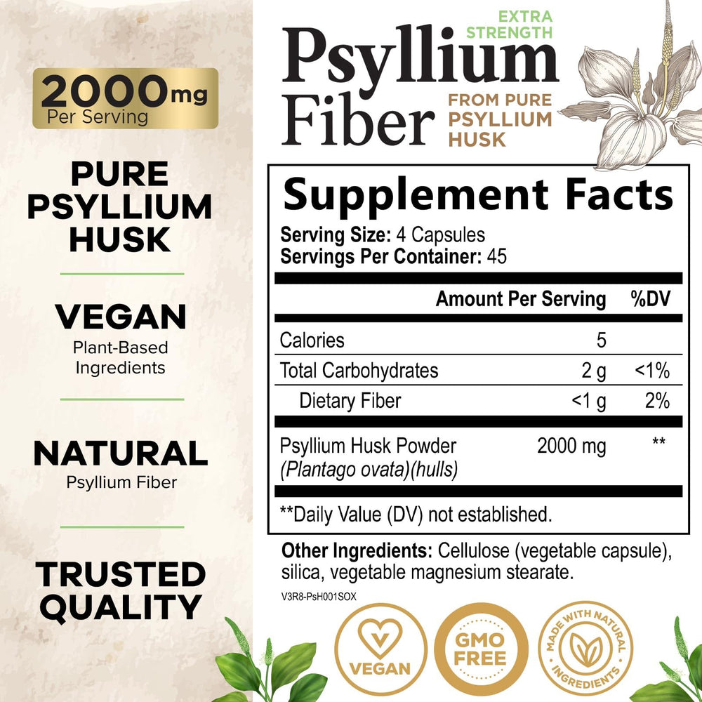 Health Nutrition Naturals psyllium husk capsules bottle angled display