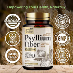 Health Nutrition Naturals psyllium husk capsules close-up easy-to-swallow veggie caps
