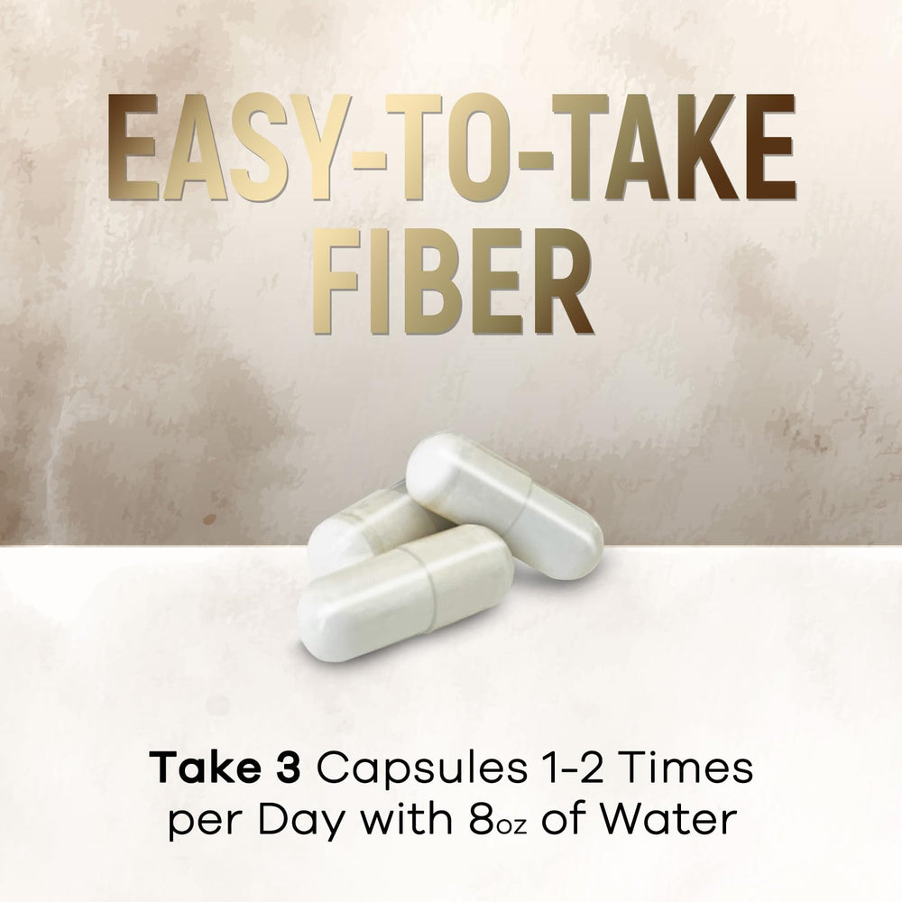 Health Nutrition Naturals Psyllium Husk Capsules vegan capsules on a clean backdrop.
