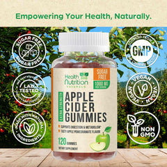 Gluten-free and vegan Health Nutrition Naturals ACV gummies on kitchen counter