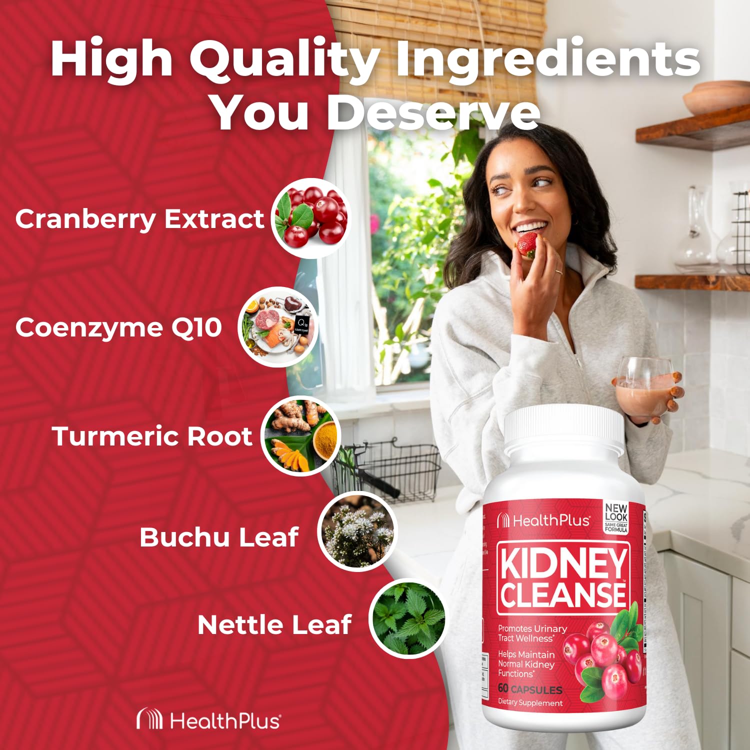 Health Plus Buchu Leaf Extract capsules emphasize traditional urinary wellness support.