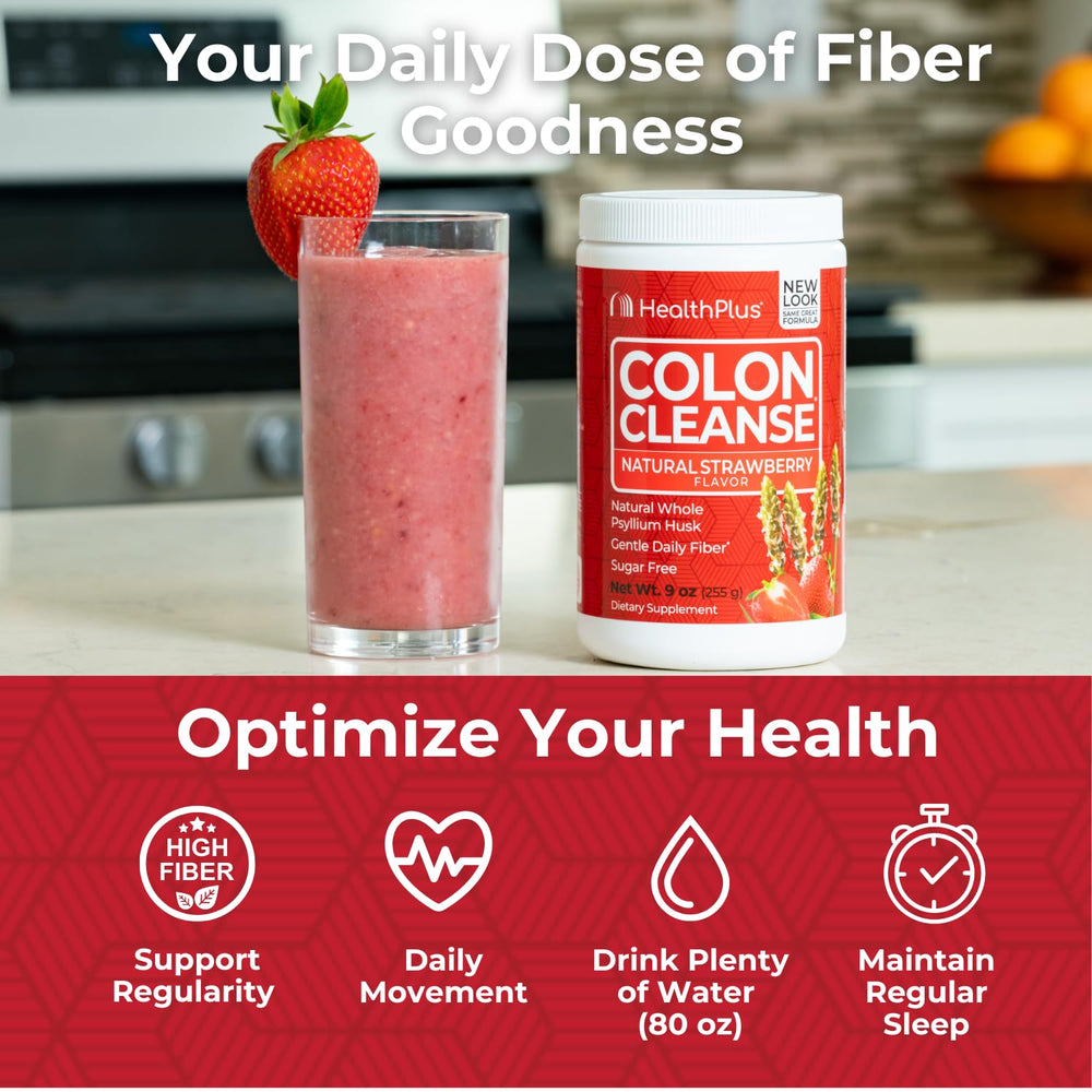 Health Plus Colon Cleanse gluten-free label highlights dairy- and soy-free option.
