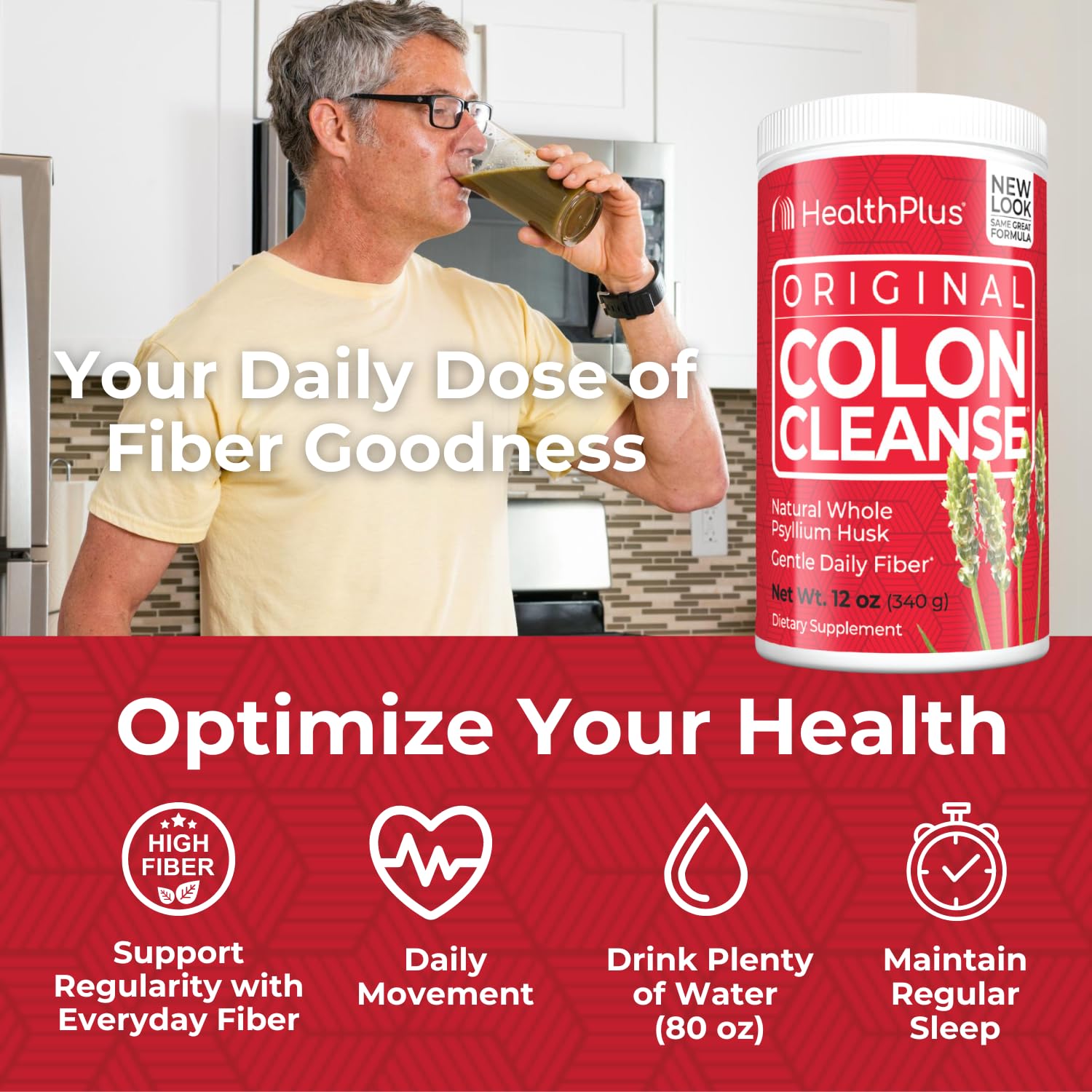 Health Plus Colon Cleanse packaging highlighting gluten-free label