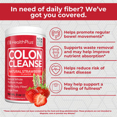 Health Plus Colon Cleanse measuring scoop with powder for daily fiber routine.
