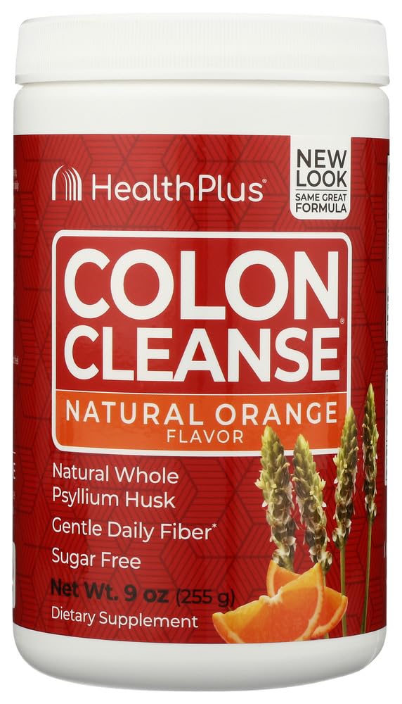 Health Plus Colon Cleanse orange bottle front view for easy daily use.