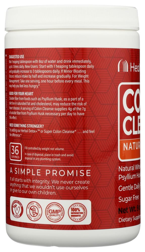 Health Plus Colon Cleanse orange label close up showing ingredients and directions.