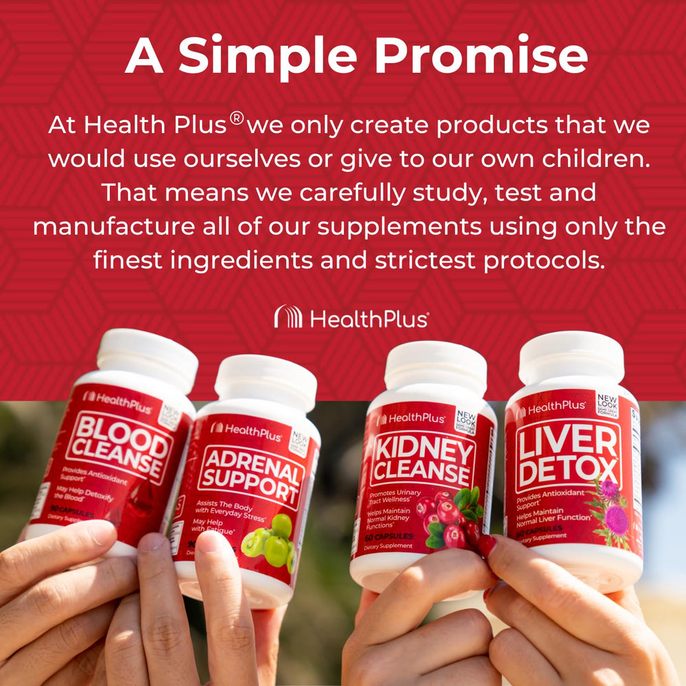 Health Plus Dandelion Root capsules suggest detox and fluid balance support.
