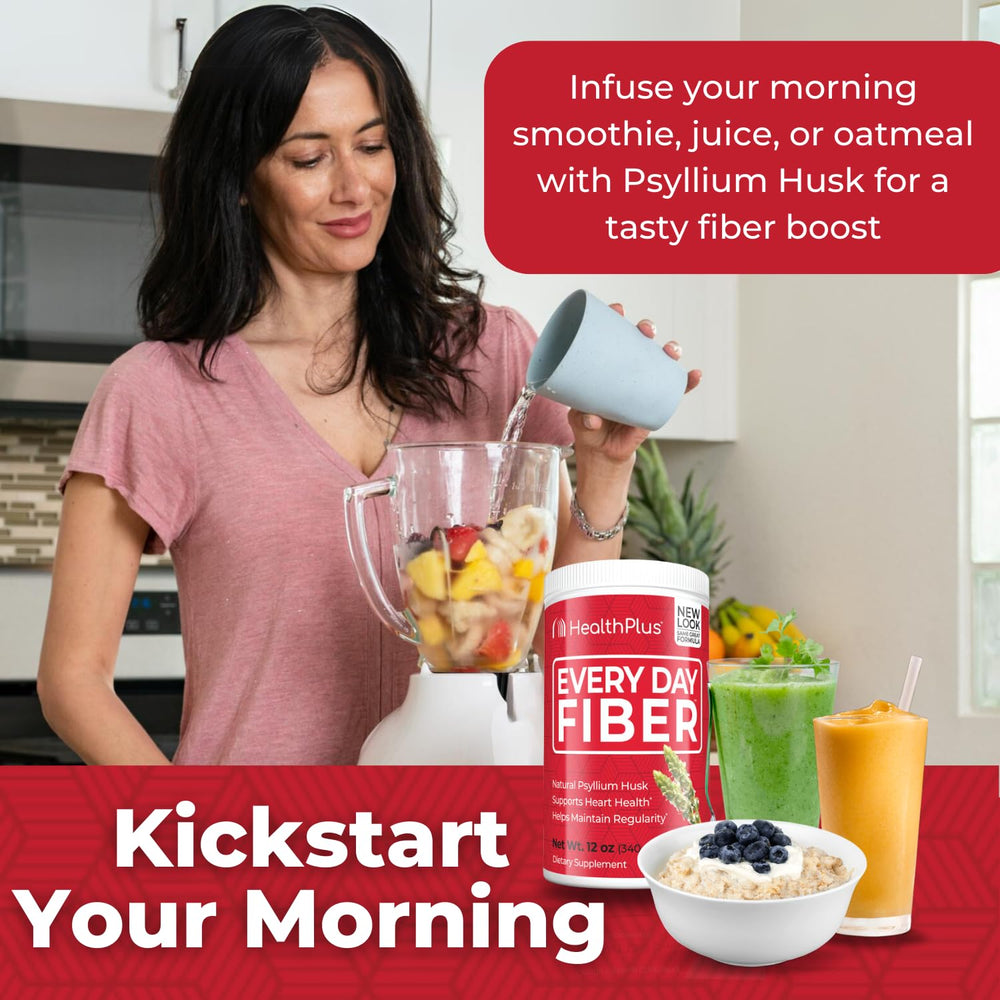Health Plus Every Day Fiber helps reduce bloating as part of daily routine.