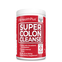Health Plus Super Colon Cleanse bottle front shows gentle daily digestive support