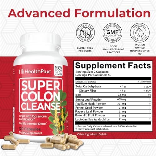 Health Plus capsules closeup highlights psyllium husk and probiotic benefits.